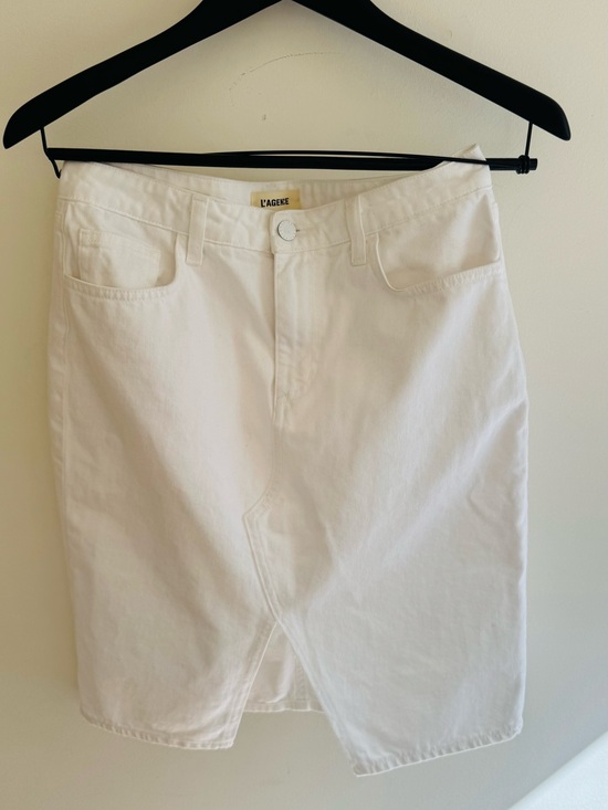 L'AGENCE Dresses & Skirts - L'AGENCE White Men's Denim Shorts - Clean Front Skirt Style